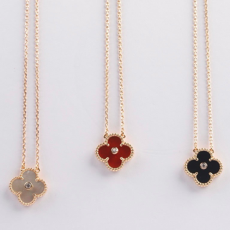 [Marin]CLOVER 15MM DIAMOND CARNELIAN NECKLACE