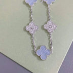 [⭐Shinejoy] CLOVER 5 MOTIF PURPLE CHALCEDONY BRACELET COLLECTION