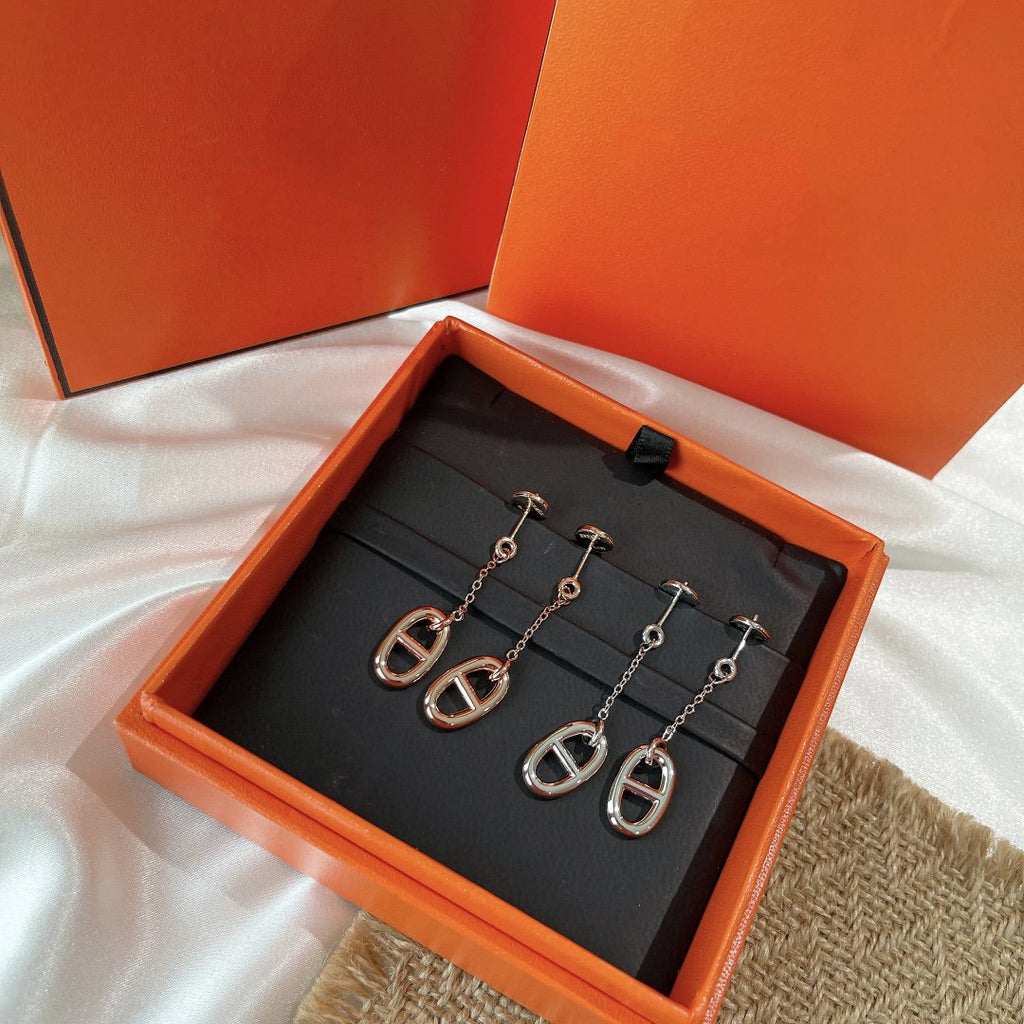 [Marin]BOUCLES D'OREILLES CHAÎNETTE ET POMPON