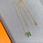 [Marin]POP H GREEN NECKLACE SILVER AND GOLD