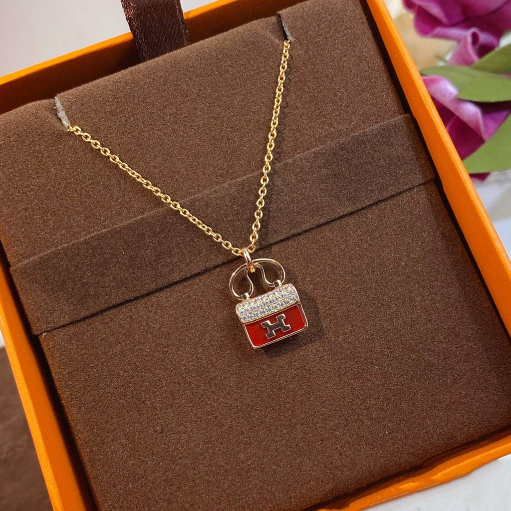 [Marin]CONSTANCE RED PEDANT PINK GOLD NECKLACE