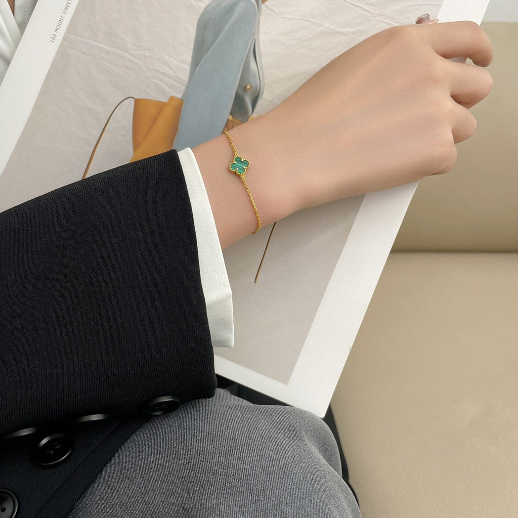 [Marin]BRACELET CLOVER MALACHITE 1 MOTIF