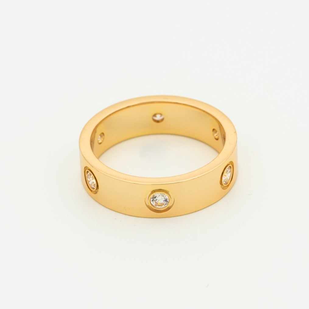 [Marin]LOVE RING 5.5MM 6 DIAMONDS PINK GOLD