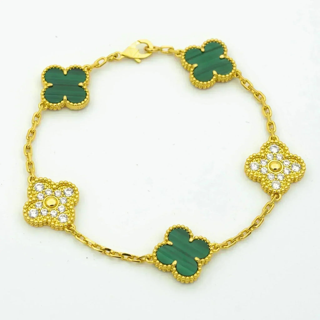 [⭐Shinejoy] CLOVER 5 MOTIF MALACHITE BRACELET COLLECTION
