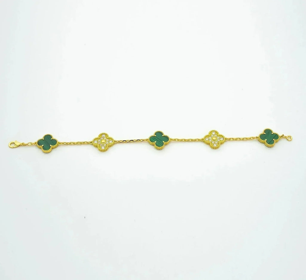 [⭐Shinejoy] CLOVER 5 MOTIF MALACHITE BRACELET COLLECTION