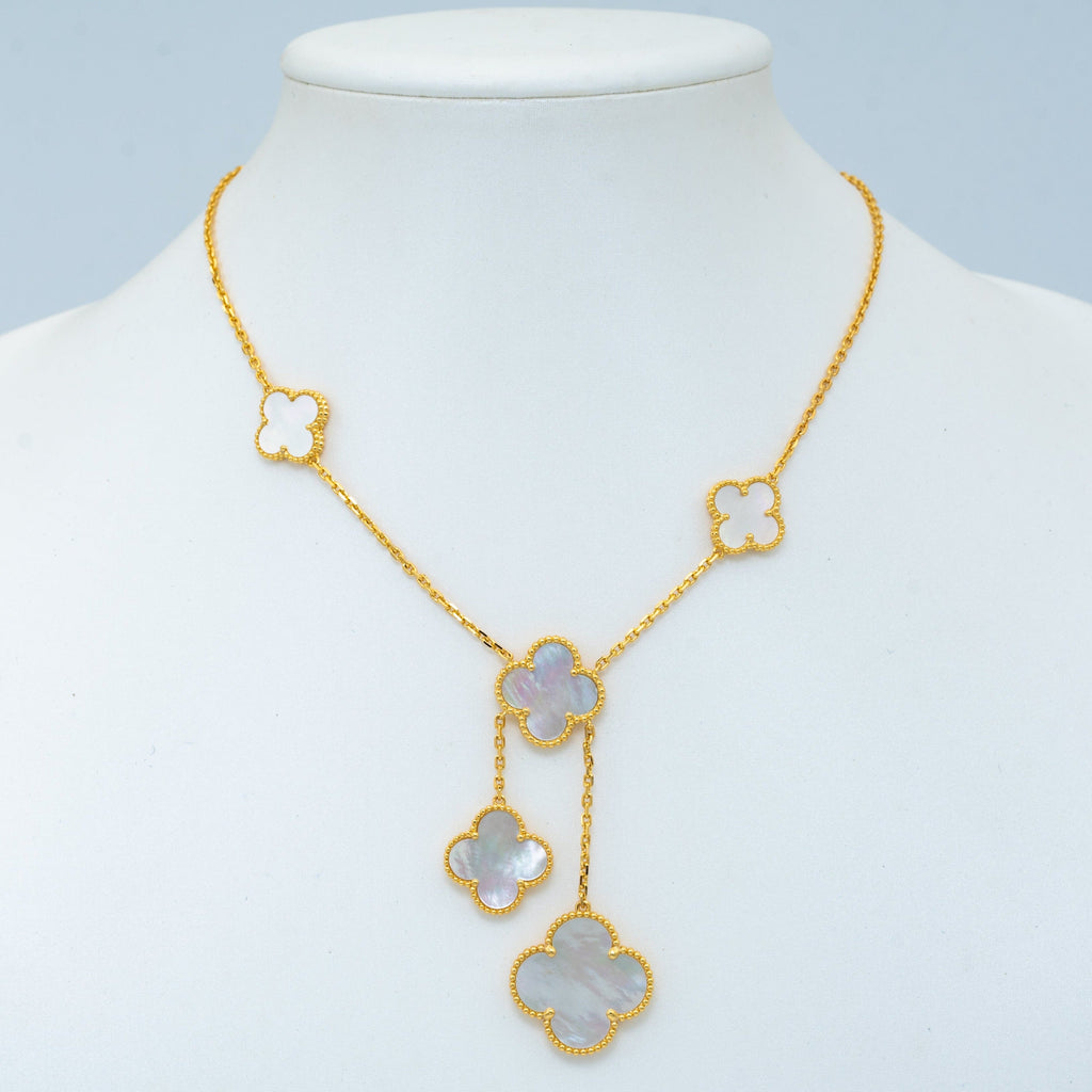 [Marin]CLOVER MOTHER OF PEARL NECKLACE 6 MOTIF
