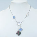[Marin]CLOVER MOP CHALCEDONY NECKLACE SILVER 6 MOTIF