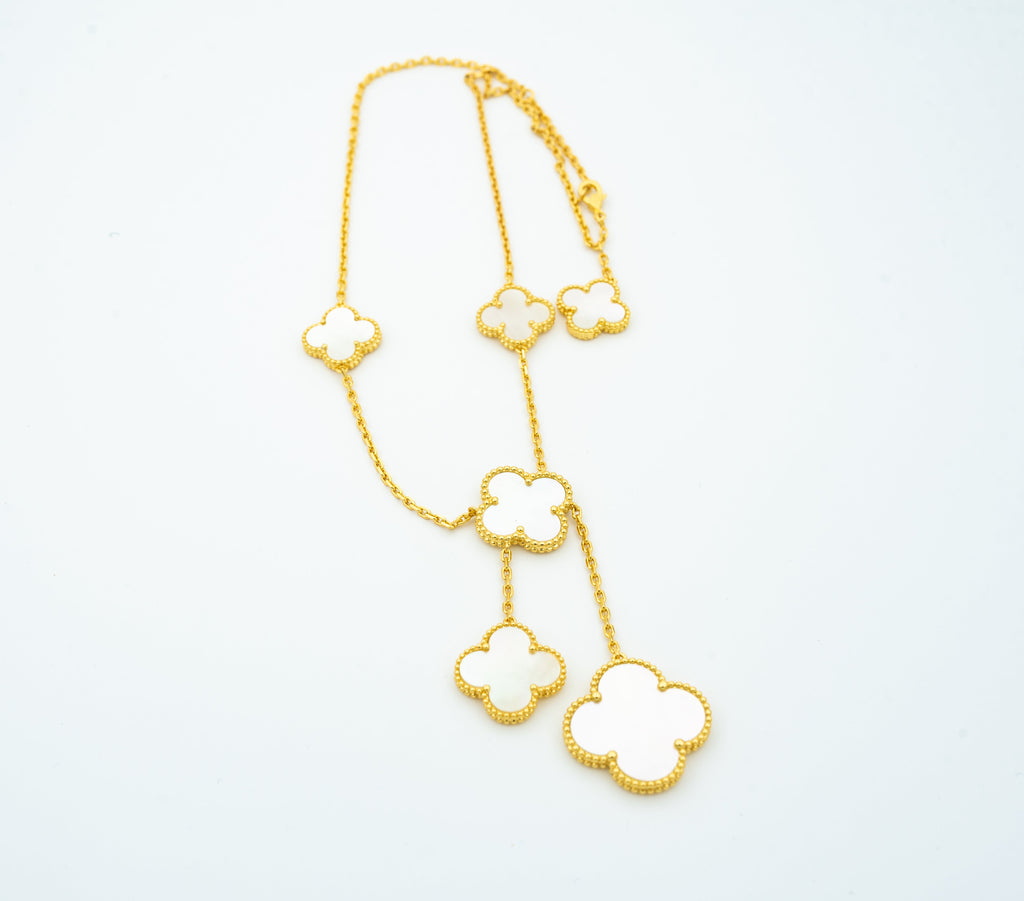 [Marin]CLOVER MOTHER OF PEARL NECKLACE 6 MOTIF