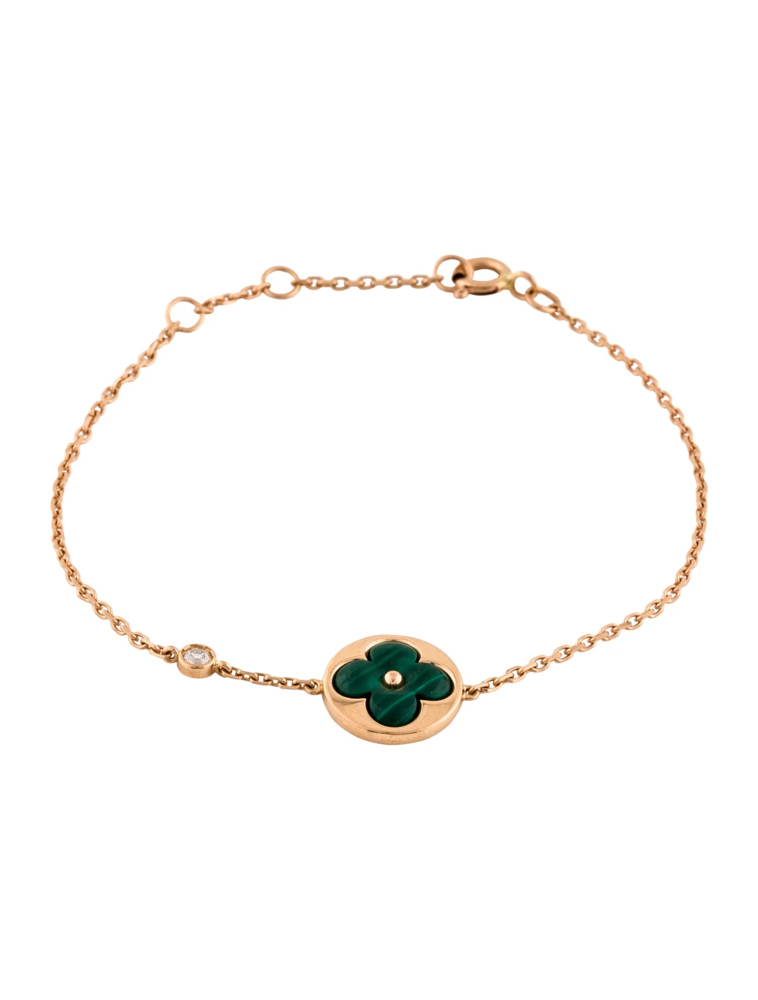 [Marin]SUN MALACHITE 1 DIAMOND PINK GOLD BRACELET