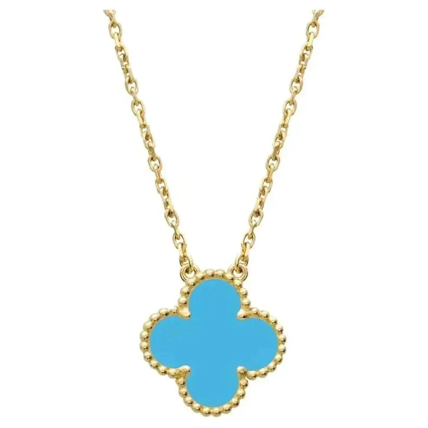 [Marin]CLOVER 15MM VINTAGE TURQUOISE NECKLACE