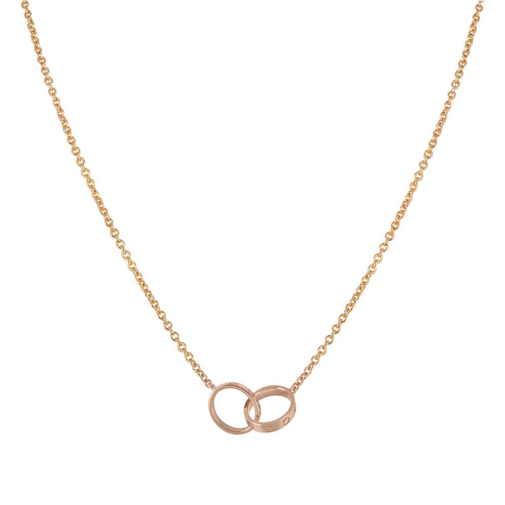 [Marin]LOVE NECKLACE DOUBLE RING PINK GOLD