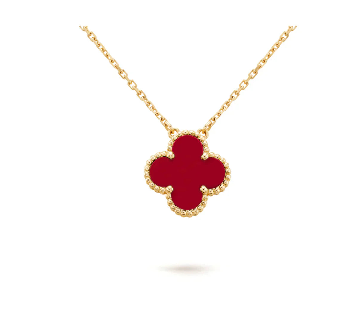 [Marin]COLLIER TRÈFLE FLEUR SIMPLE CORNALINE 15MM