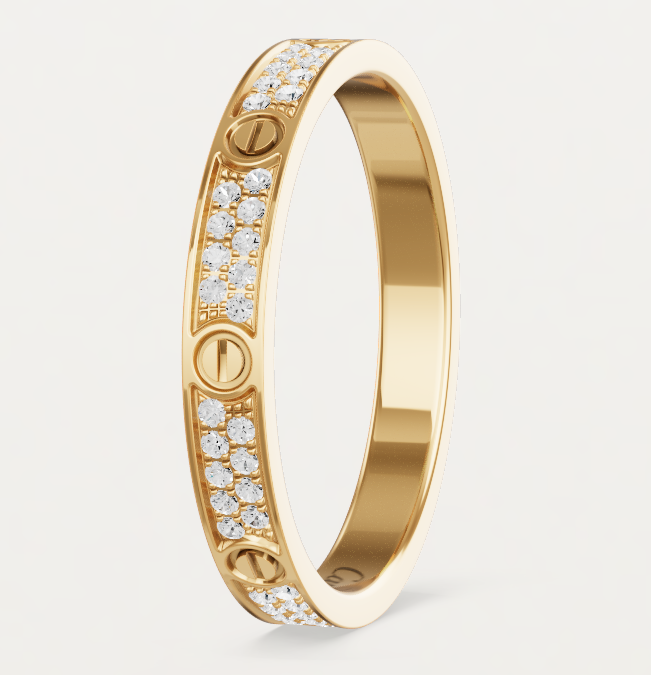 [Marin]LOVE RING 2.6mm-wide full-diamond ring Gold