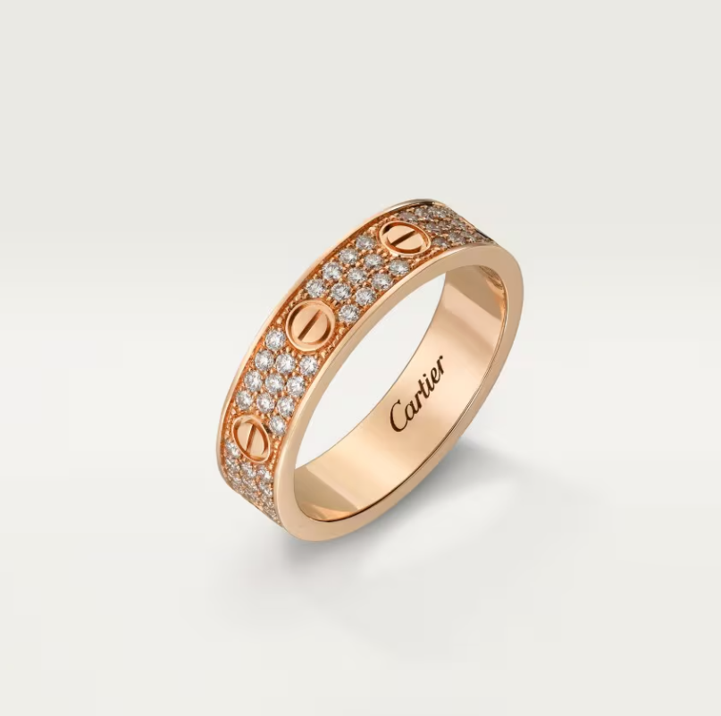 [Marin]LOVE RING 4mm-wide full-diamond ring Rose Gold