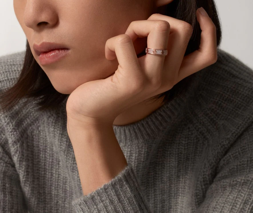 [Marin]LOVE RING 4mm-wide full-diamond ring Rose Gold