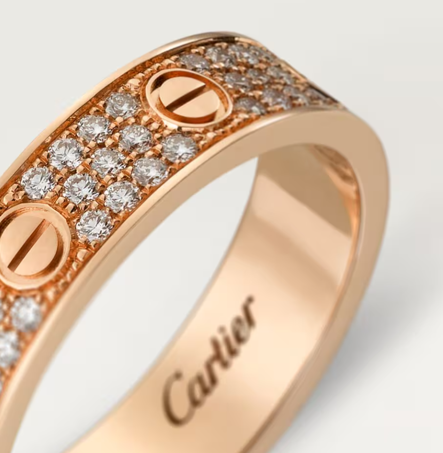 [Marin]LOVE RING 4mm-wide full-diamond ring Rose Gold