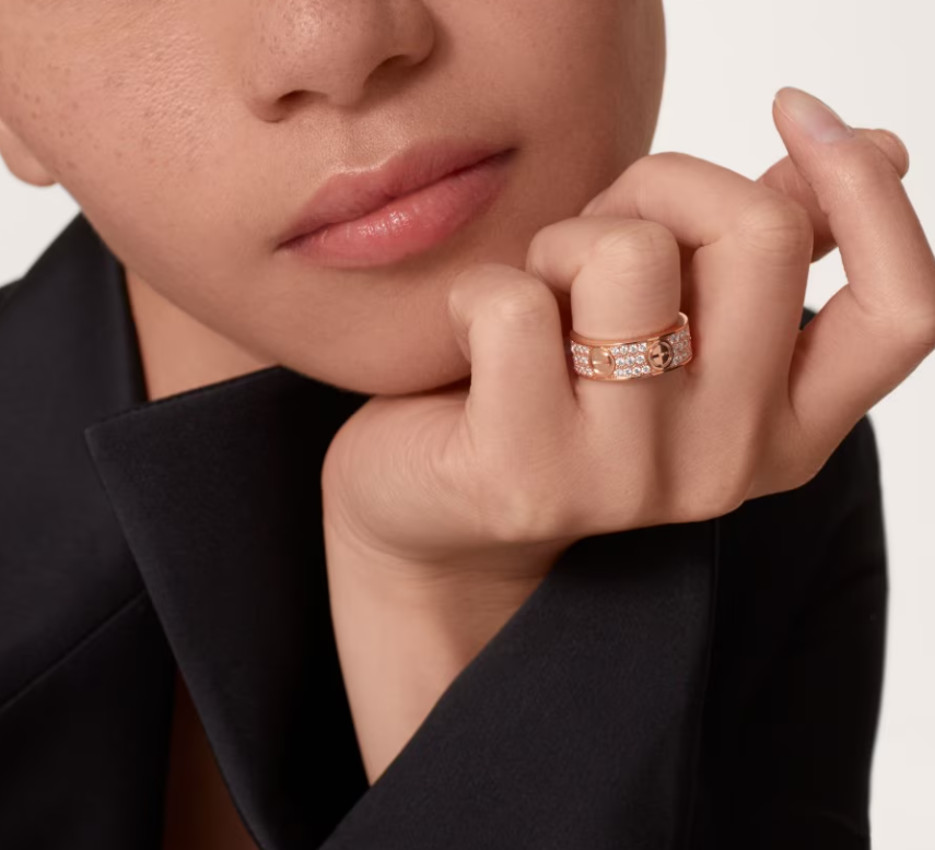 [Marin]LOVE RING 6.5mm-wide full-diamond ring Rose Gold