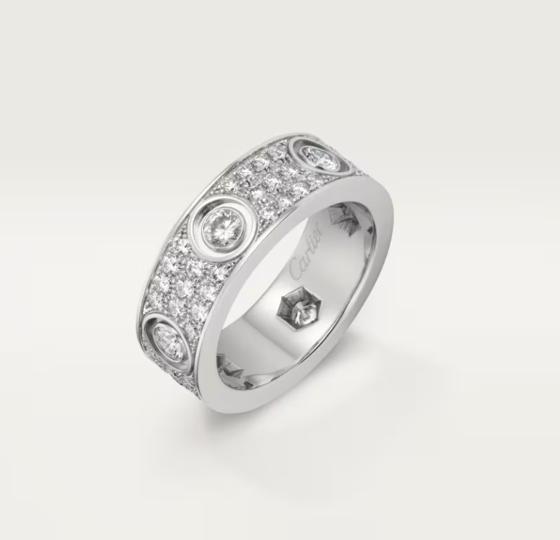 [Marin]LOVE RING 6.5MM Full Diamond, 6 Major Diamonds Silver