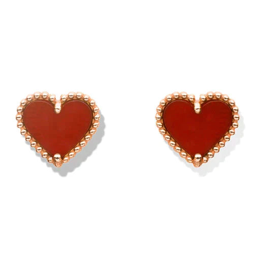 [Marin]HEART CARNELIAN STUD EARRINGS