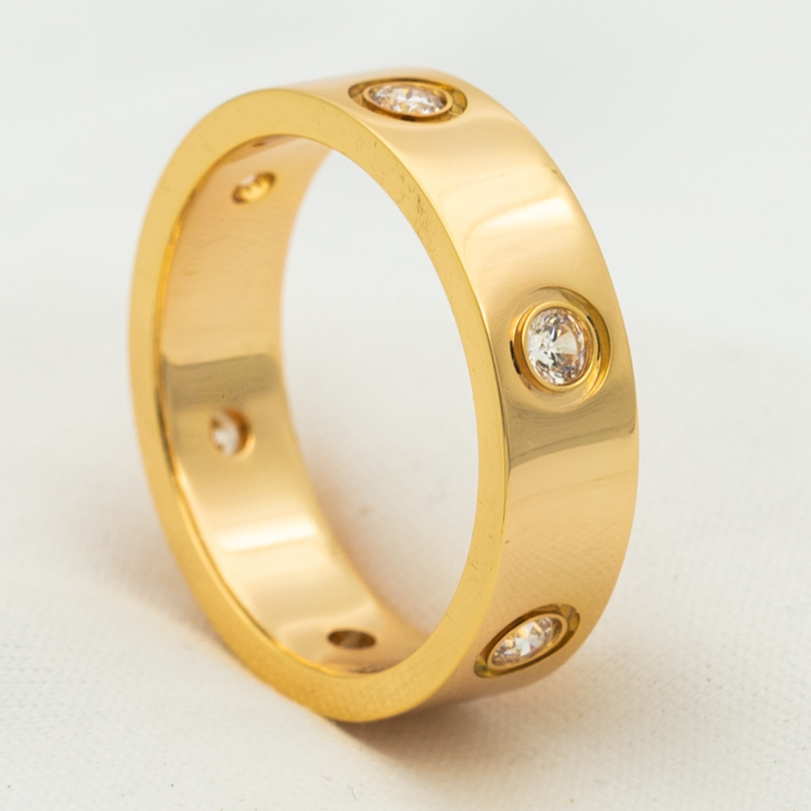 [Marin]LOVE RING 5.5MM 6 DIAMONDS PINK GOLD