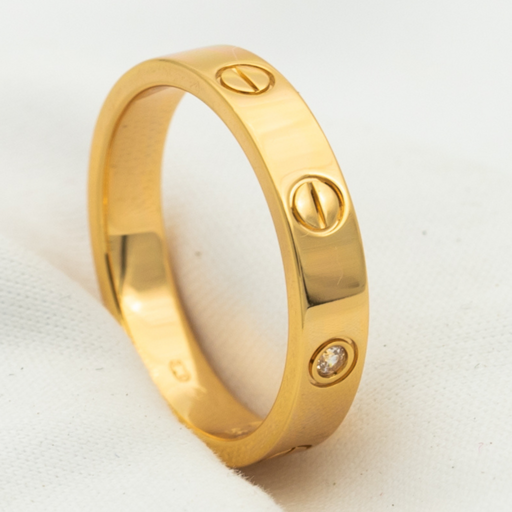 [Marin]LOVE RING 4MM 1 DIAMOND PINK GOLD