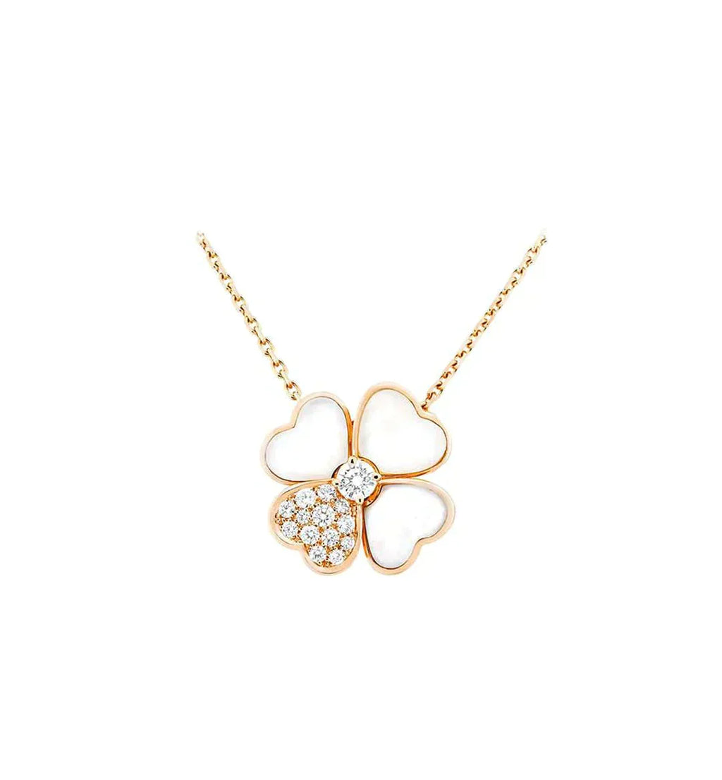 [Marin]CLOVER MOP DIAMOND ROSE GOLD NECKLACE