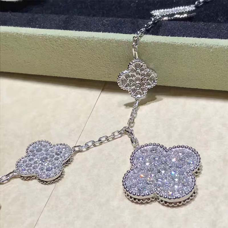 [Marin]CLOVER 6 MOTIFS SILVER DIAMOND BRACELET