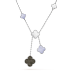 [Marin]CLOVER MOP CHALCEDONY NECKLACE SILVER 6 MOTIF