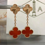 [Marin]CLOVER 2 MOTIF  LASER CARNELIAN EARRINGS