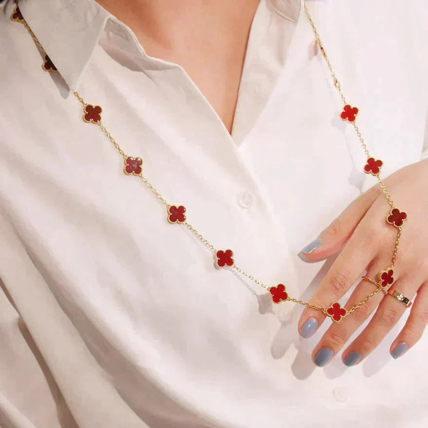[Marin]CLOVER 20 MOTIFS CARNELIAN NECKLACE