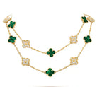 [Marin]CLOVER 20 MOTIFS MALACHITE DIAMOND NECKLACE