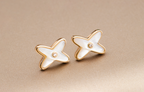 [Marin]BOUCLES D'OREILLES JEUX DE WHITE MOP OR ROSE DIAMANTS