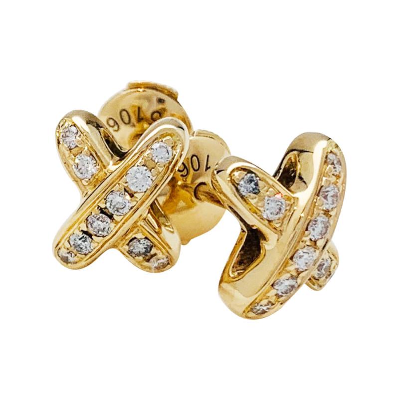 [Marin]JEUX DE GOLD DIAMOND EARRINGS