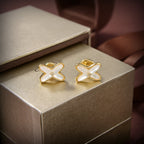 [Marin]JEUX DE WHITE MOP GOLD DIAMOND EARRINGS
