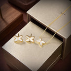 [Marin]JEUX DE WHITE MOP GOLD DIAMOND EARRINGS