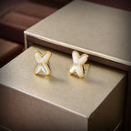[Marin]JEUX DE WHITE MOP GOLD DIAMOND EARRINGS