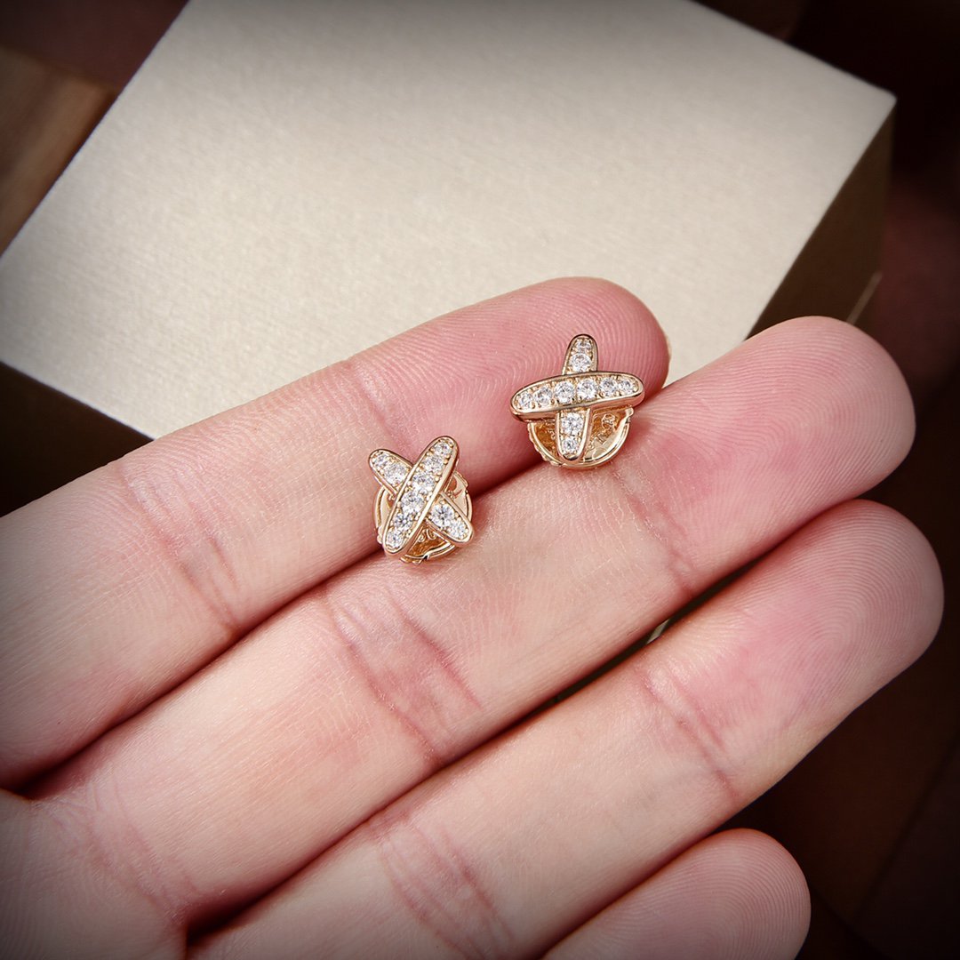 [Marin]JEUX DE GOLD DIAMOND EARRINGS