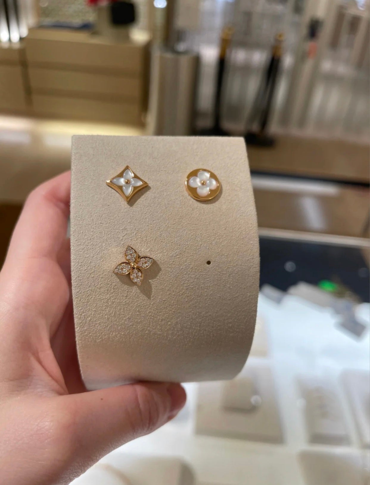 [Marin]STAR BLOSSOM STUD EARRINGS PINK GOLD DIAMONDS