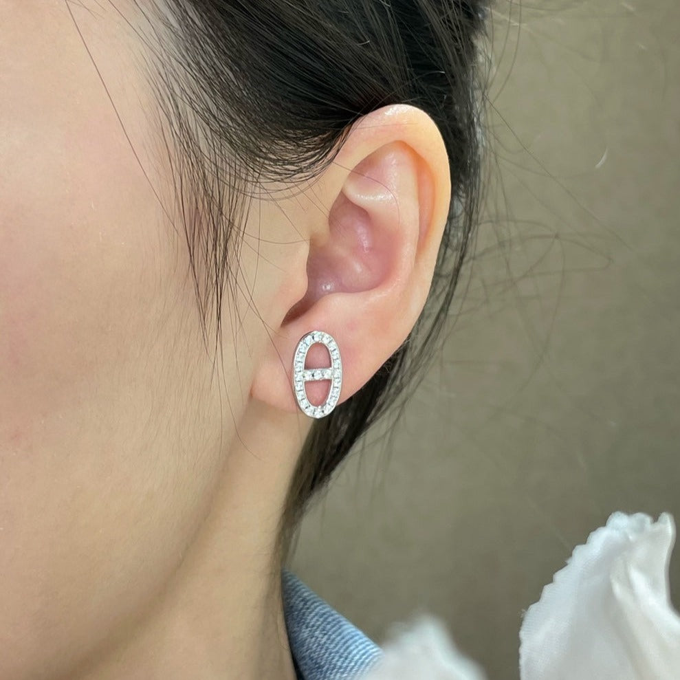 [Marin]HM FULL DIAMOND PIG NOSE STUD EARRINGS