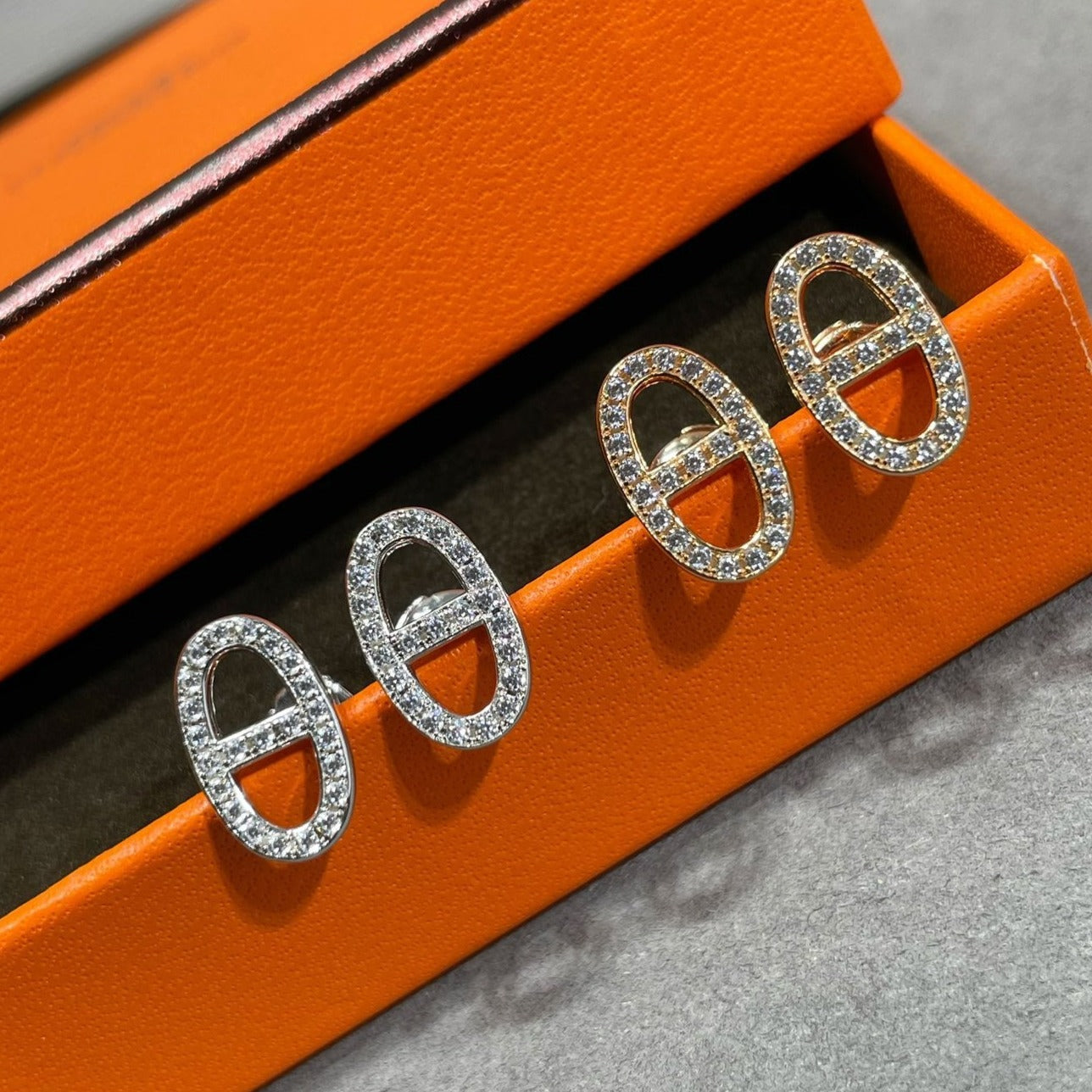 [Marin]HM FULL DIAMOND PIG NOSE STUD EARRINGS