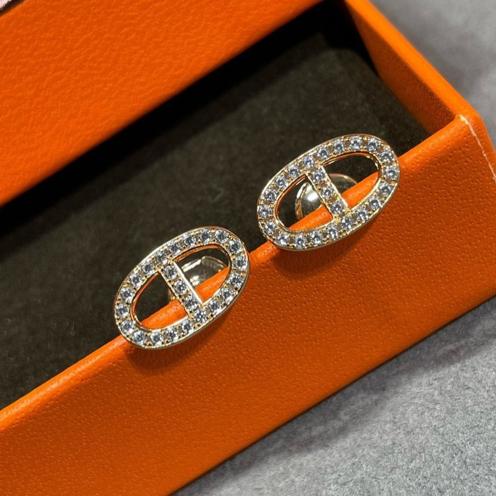 [Marin]HM FULL DIAMOND PIG NOSE STUD EARRINGS