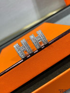 [Marin]H STUD EARRINGS WITH SILVER DIAMONDS