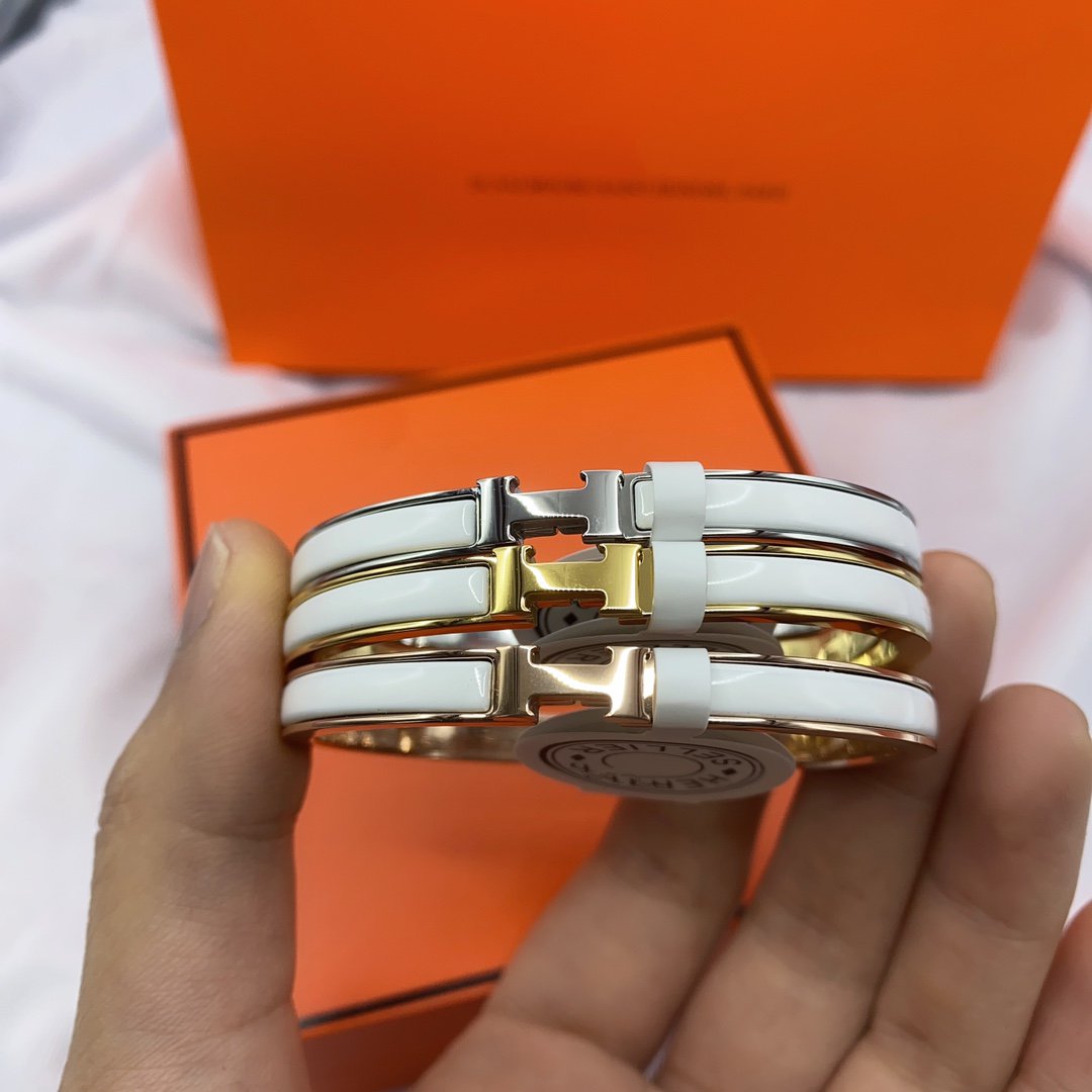 [Marin]CLASSIC HM CLIC WHITE 8MM ENAMEL BRACELET