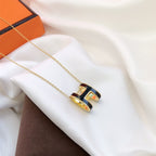 [Marin]HM CLIC BLACK ENAMEL GOLD NECKLACE
