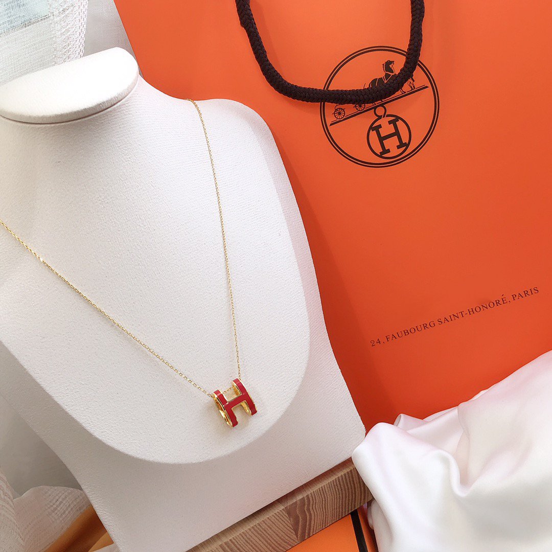 [Marin]HM CLIC RED ENAMEL GOLD NECKLACE
