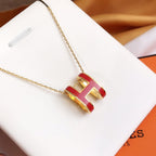 [Marin]HM CLIC RED ENAMEL GOLD NECKLACE