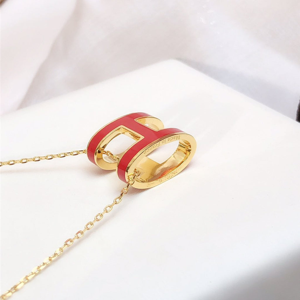 [Marin]HM CLIC RED ENAMEL GOLD NECKLACE