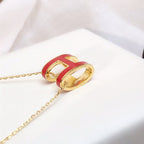[Marin]HM CLIC RED ENAMEL GOLD NECKLACE