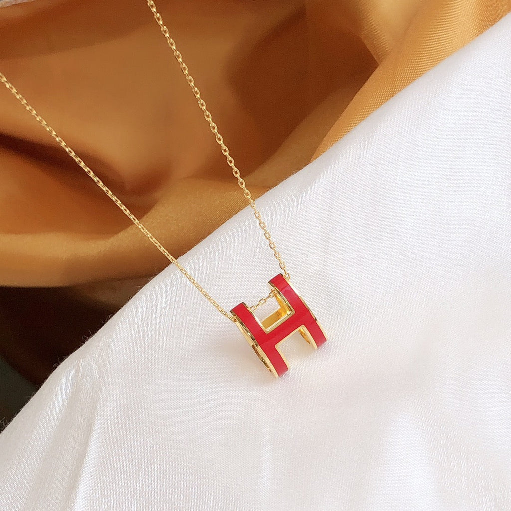 [Marin]HM CLIC RED ENAMEL GOLD NECKLACE