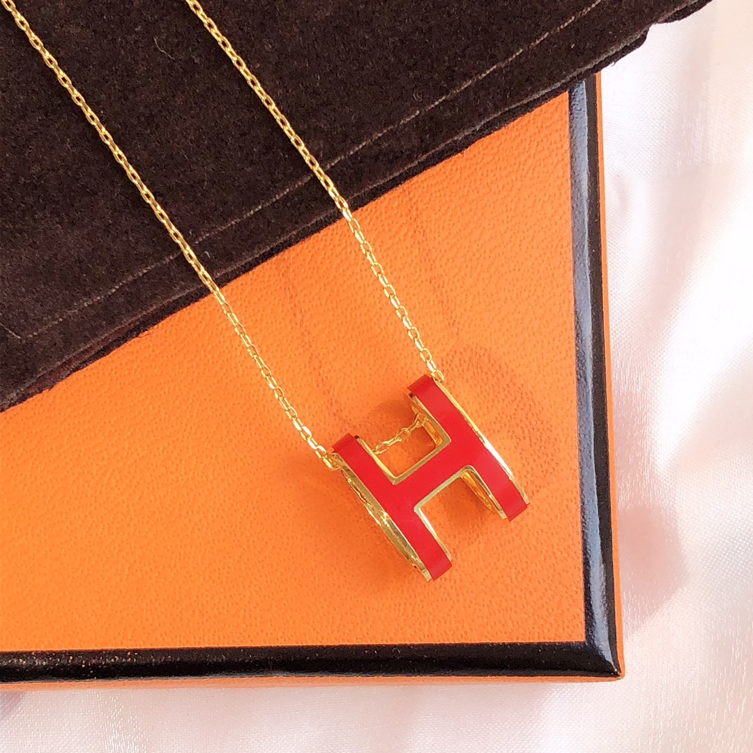 [Marin]HM CLIC RED ENAMEL GOLD NECKLACE